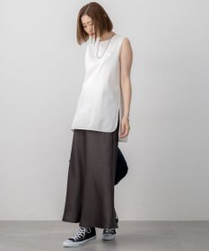 23区 L 【新色追加/洗える】コットンベアジャージー ノースリーブ Tシャツ