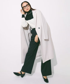 ICB 【裏起毛】 ウォームサテン ワイドストレートパンツ ブラック系