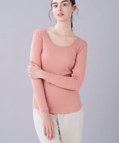 une nana cool 綿100% リブ編みコットン 長袖シャツ