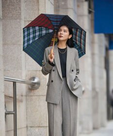 +RING 【2重張り】プラスリング 晴雨兼用傘（長ショート） CHK T1248