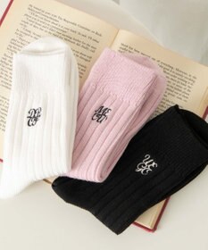 WEGO ガーリーロゴ刺繍ソックス