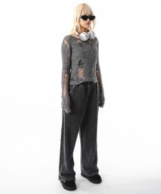 WEGO 【ユニセックス着用ITEM】ブリーチスタッズロゴスウェットパンツ