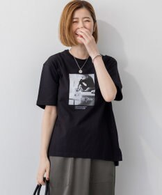 23区 L 【洗える】JANE PACKERコラボ フォトプリント Tシャツ ブラック(PHOTO)