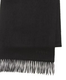 MOONBAT FURLA(フルラ）カシミヤ100％ 無地 マフラー ロゴ刺繍 手洗いOK