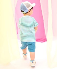 MIKI HOUSE HOT BISCUITS 【70-120cm】 みじんボーダー ワンポイント刺繍 半袖Tシャツ