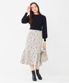 ANY SIS 【2WAY】リボン付き パフスリーブリブ ニット