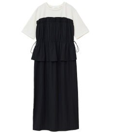 Green Parks ラメリブペプラムドッキングワンピース