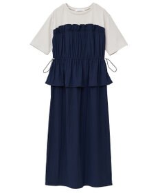 Green Parks ラメリブペプラムドッキングワンピース