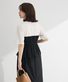 Green Parks ラメリブペプラムドッキングワンピース