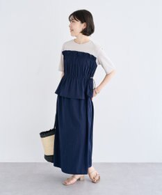 Green Parks ラメリブペプラムドッキングワンピース