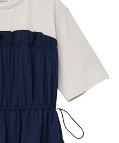 Green Parks ラメリブペプラムドッキングワンピース