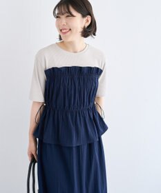 Green Parks ラメリブペプラムドッキングワンピース