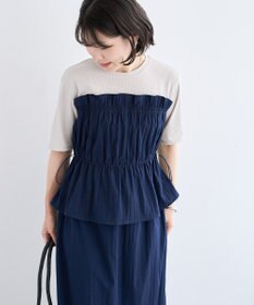 Green Parks ラメリブペプラムドッキングワンピース