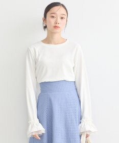 earth music&ecology フリルスリーブリブプルオーバー