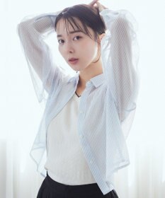 earth music&ecology メッシュストライプショートシャツ