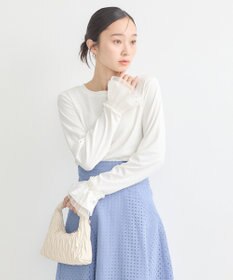 earth music&ecology フリルスリーブリブプルオーバー