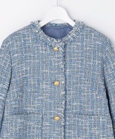 自由区 ファンシーノットツイードノーカラー ジャケット