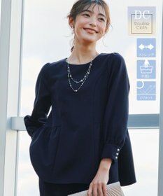 Tiaclasse 【ダブルクロス】パフスリーブペプラムチュニックブラウス