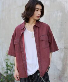 WEGO 【ユニセックス着用ITEM/MLサイズ展開】カラーデニムシャツ（SS）