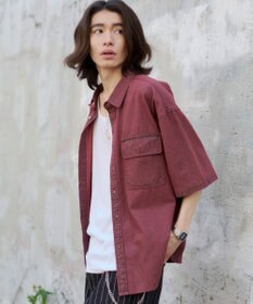WEGO 【ユニセックス着用ITEM/MLサイズ展開】カラーデニムシャツ（SS）