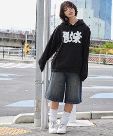 WEGO 【ユニセックス着用ITEM/裏起毛/SMLサイズ展開】リラックスフィットスプレーグラフィックパーカー