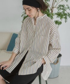 WEGO 着丈が選べる オーバーサイズ バンドカラー シャツ / ストライプ / 無地