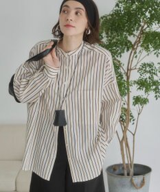WEGO 着丈が選べる オーバーサイズ バンドカラー シャツ / ストライプ / 無地