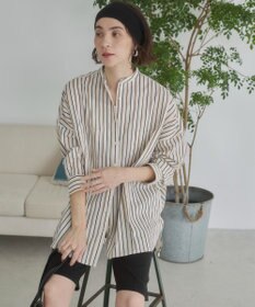 WEGO 着丈が選べる オーバーサイズ バンドカラー シャツ / ストライプ / 無地