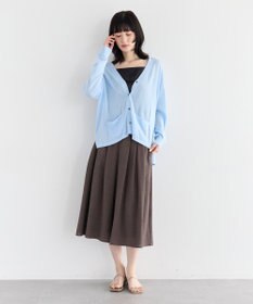 YECCA VECCA ハイゲージミドル丈Vネックカーディガン