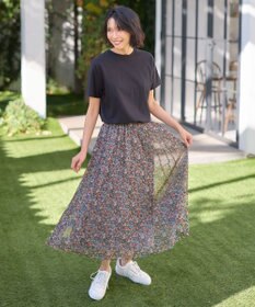 ANY 【ウエストゴム】プリーツチュールスカート