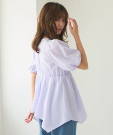 Feroux 【洗える】パフスリーブチュニック ブラウス