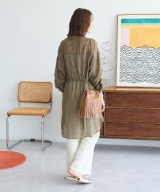 Green Parks バンドカラー比翼タック袖チュニック