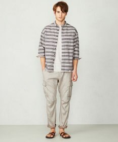 JOSEPH ABBOUD MOUNTAIN 【SPACE／UNISEX】七分袖 ランダムボーダー シャツ