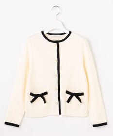 Feroux バイカラーリボンニット カーディガン