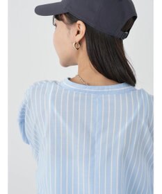 earth music&ecology バンドカラーストライプシャツ