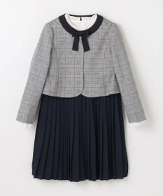 組曲 KIDS 【110-140㎝】グレンチェックジャケット＆プリーツワンピース セット