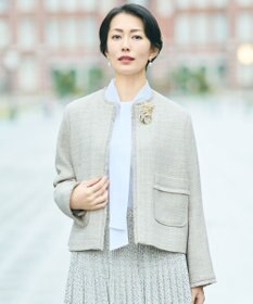 自由区 L 【17号サイズまで展開・カタログ掲載】ライトミックスツイード ジャケット