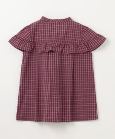 組曲 KIDS 【150-160㎝】チェックラッフル ブラウス