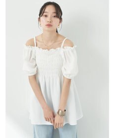 earth music&ecology ２ｗａｙショルダーシャーリングチュニック