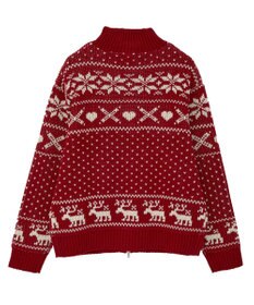 earth music&ecology ダブルzipノルディックカウチンニットカーディガン