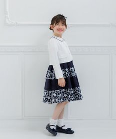 組曲 KIDS 【110-140㎝】フラワーパネルボーダー ワンピース