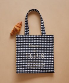 Maison de FLEUR ブランドロゴ刺繍ギンガムスクエアトート