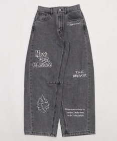 WEGO 刺繍ロゴバレルレッグパンツ