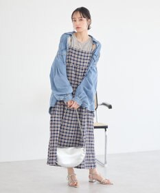 earth music&ecology シャーリングラメチェックキャミワンピース