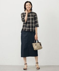 J.PRESS LADIES S 【洗える】シャンブレーサテン ナロー スカート