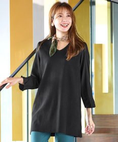 Tiaclasse 【洗える】タック袖コンビニットチュニック