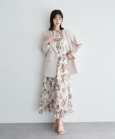 YECCA VECCA 【追加生産】フラワー柄シアープリーツワンピース