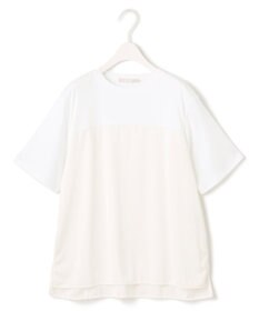 ICB L 【接触冷感・UVケア・洗える】シルケットスムースコンビ Tブラウスカットソー