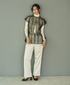 #Newans オーガンジーパネルブラウス