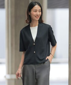 J.PRESS LADIES S Vis/Peスパーク ハーフスリーブ ニットジャケット